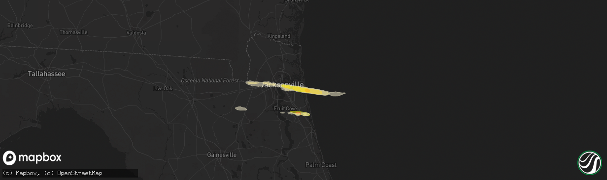 Hail map in Jacksonville Beach, FL on January 21, 2014