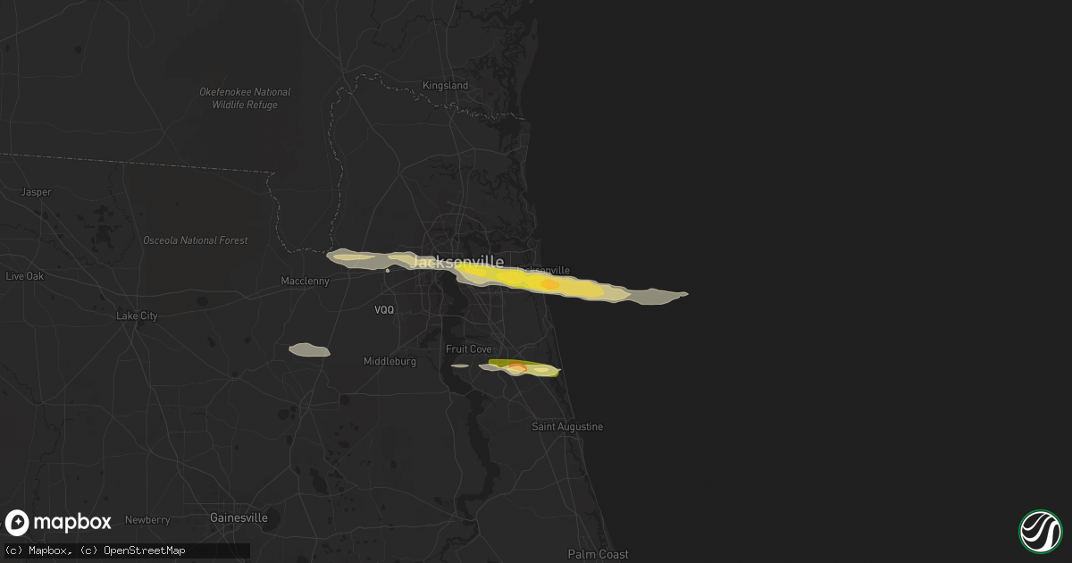 Hail map in Jacksonville Beach, FL on January 21, 2014