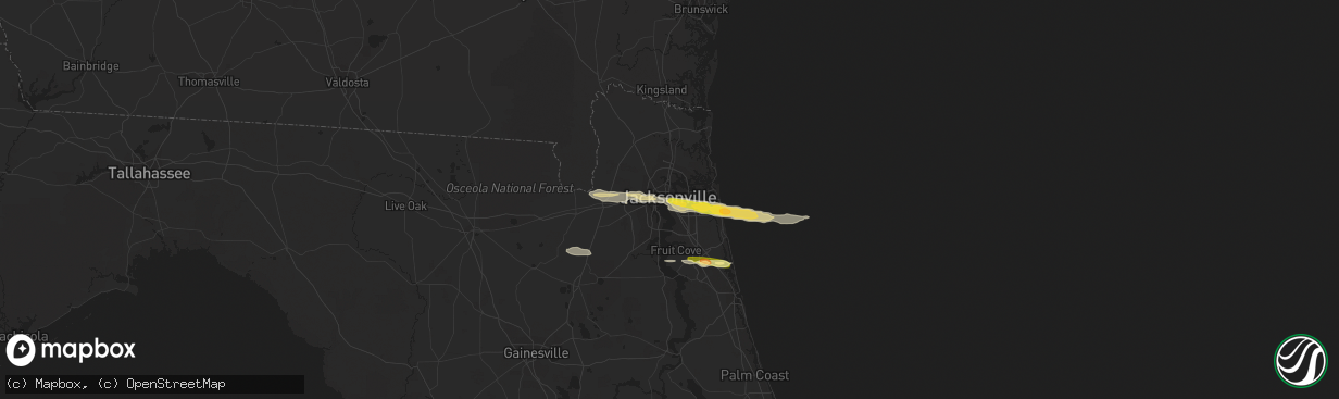 Hail map in Jacksonville, FL on January 21, 2014