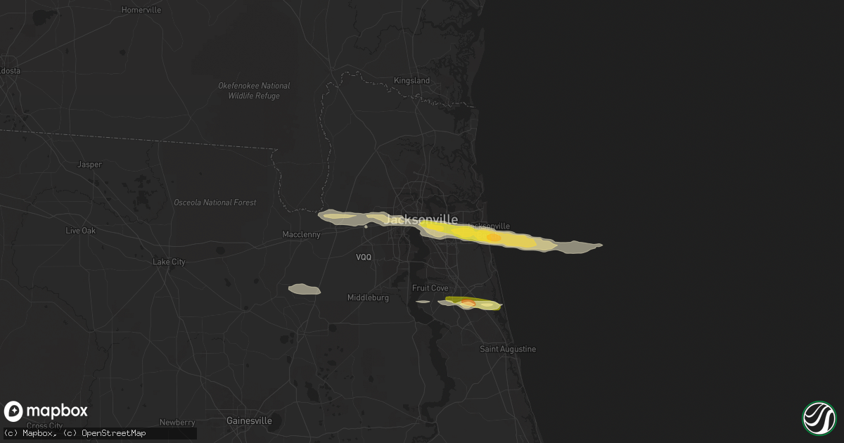 Hail map in Jacksonville, FL on January 21, 2014