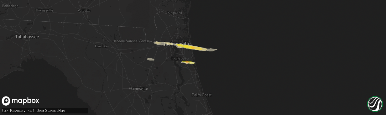 Hail map in Ponte Vedra Beach, FL on January 21, 2014