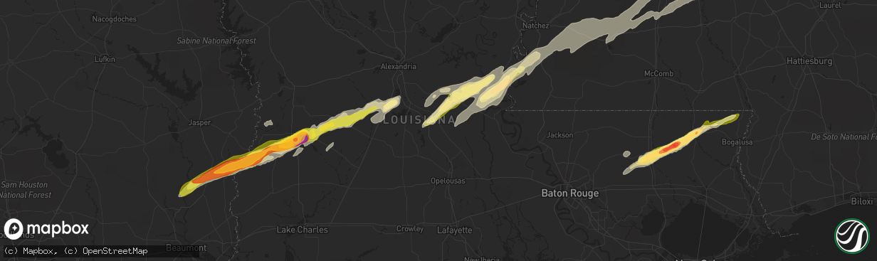 Hail map in Bunkie, LA on January 21, 2016