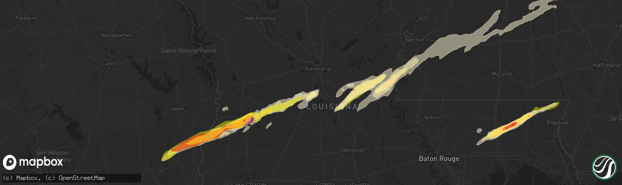 Hail map in Forest Hill, LA on January 21, 2016