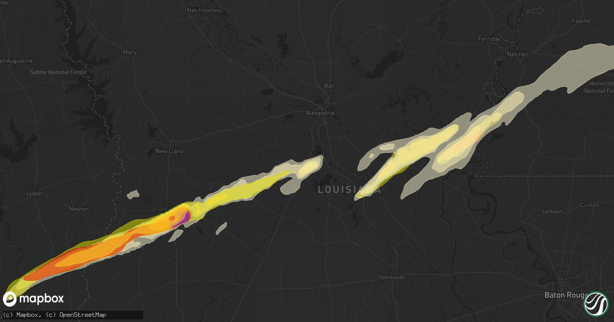 Hail map in Forest Hill, LA on January 21, 2016