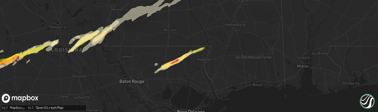 Hail map in Franklinton, LA on January 21, 2016