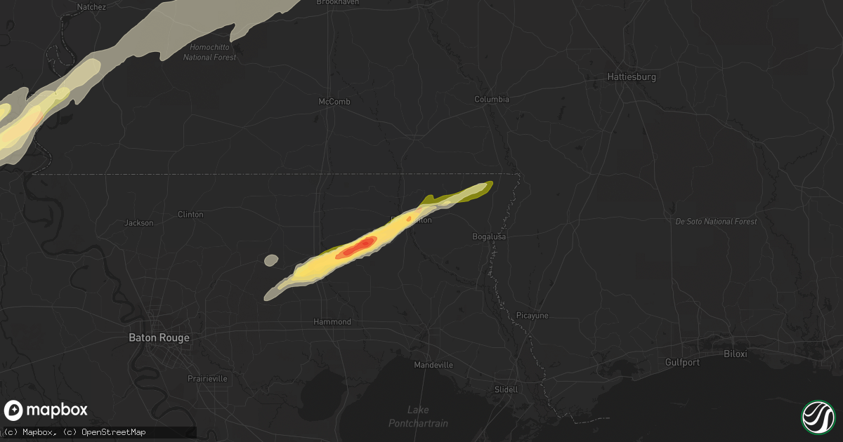 Hail map in Franklinton, LA on January 21, 2016