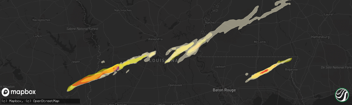 Hail map in Mansura, LA on January 21, 2016