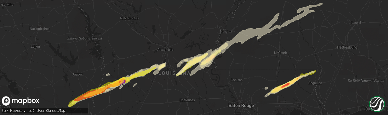 Hail map in Marksville, LA on January 21, 2016