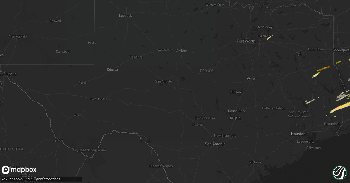 Hail map in Texas on January 21, 2016
