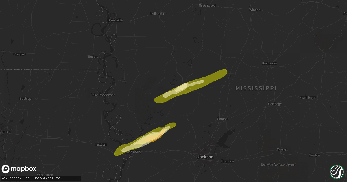Hail map in Yazoo City, MS on January 21, 2016