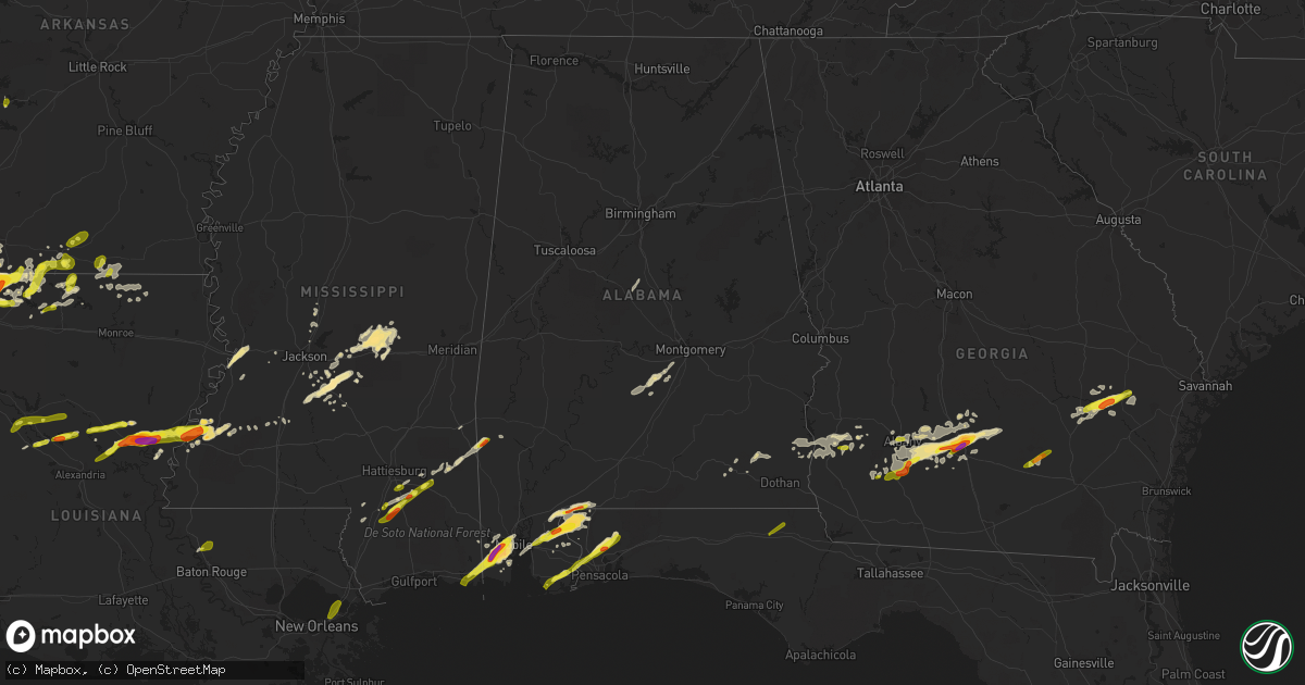 Hail map in Alabama on January 21, 2017
