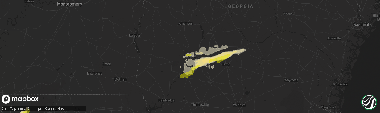 Hail map in Albany, GA on January 21, 2017