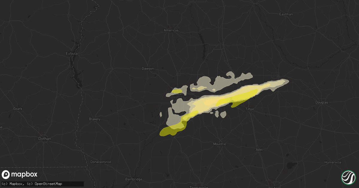 Hail map in Albany, GA on January 21, 2017