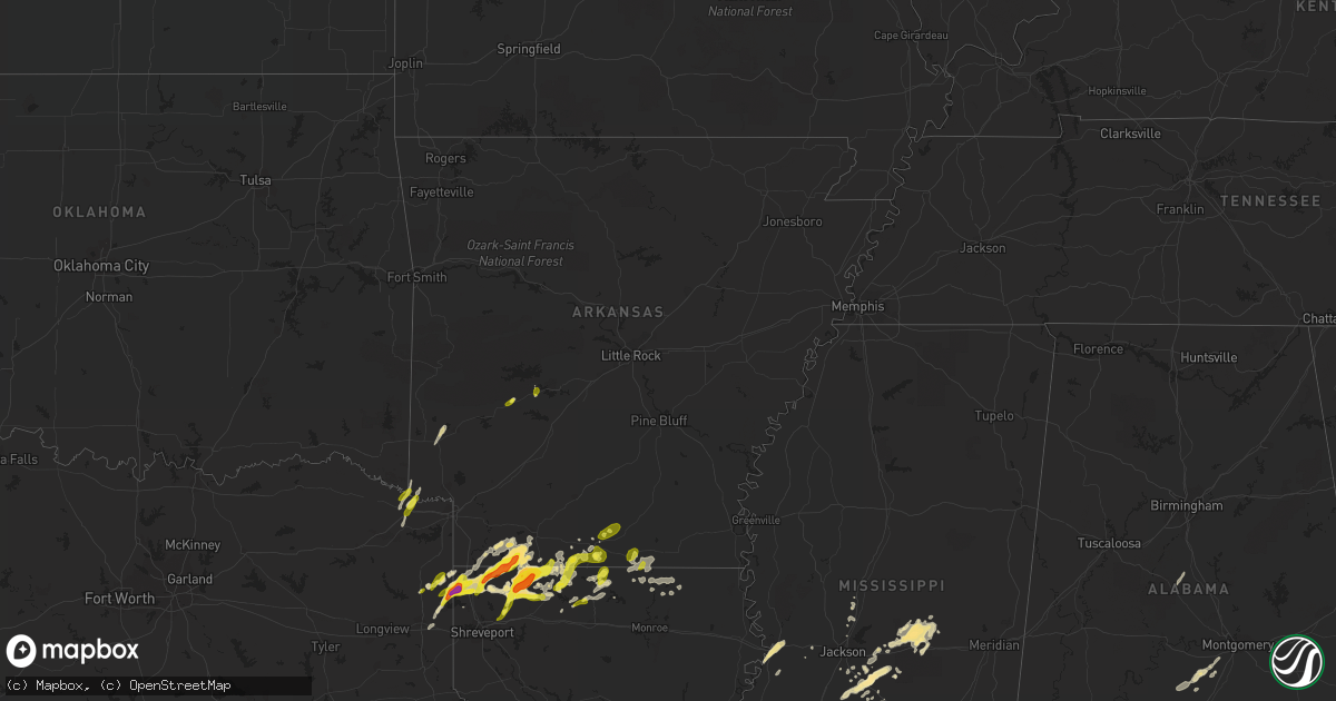 Hail map in Arkansas on January 21, 2017