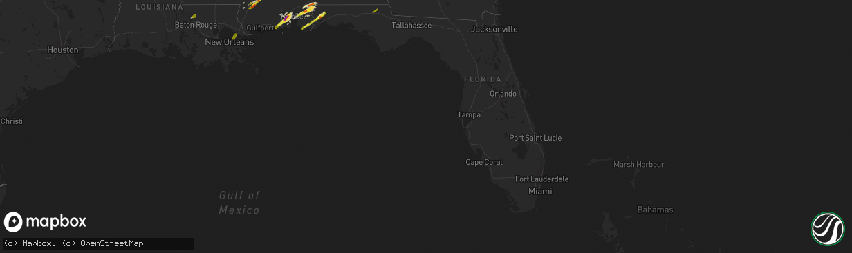 Hail map in Florida on January 21, 2017