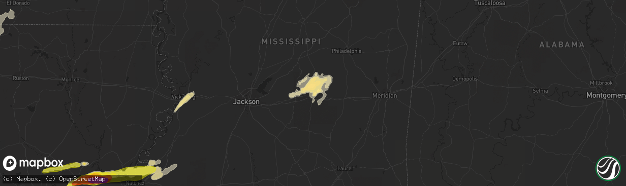 Hail map in Forest, MS on January 21, 2017