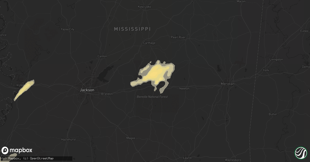 Hail map in Forest, MS on January 21, 2017