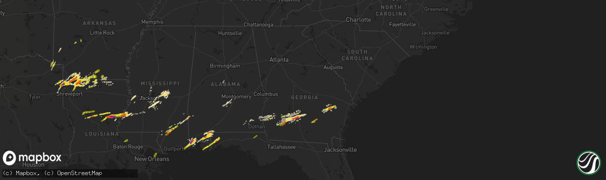 Hail map in Georgia on January 21, 2017