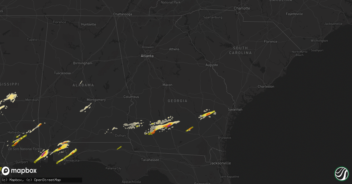 Hail map in Georgia on January 21, 2017