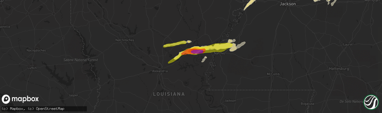 Hail map in Jonesville, LA on January 21, 2017