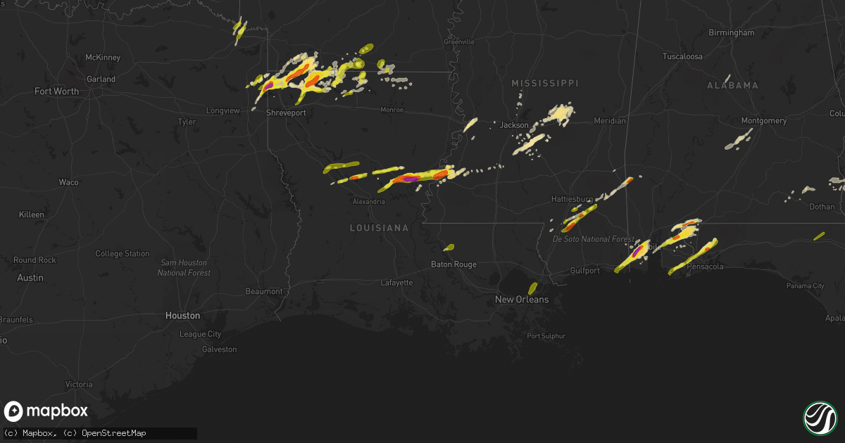 Hail map in Louisiana on January 21, 2017