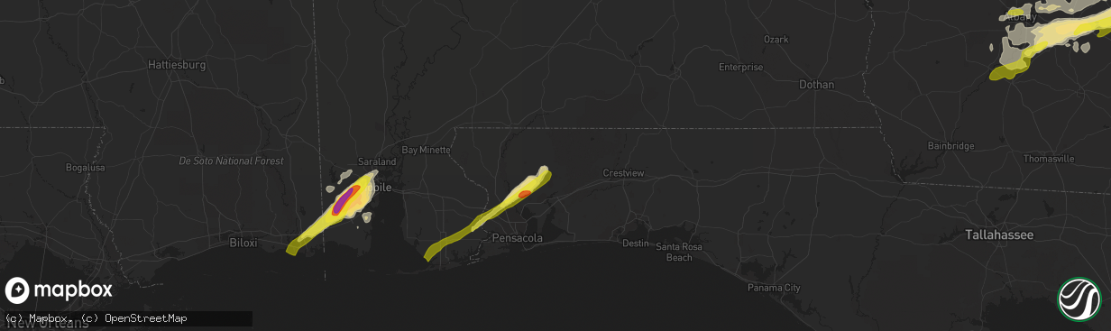 Hail map in Milton, FL on January 21, 2017