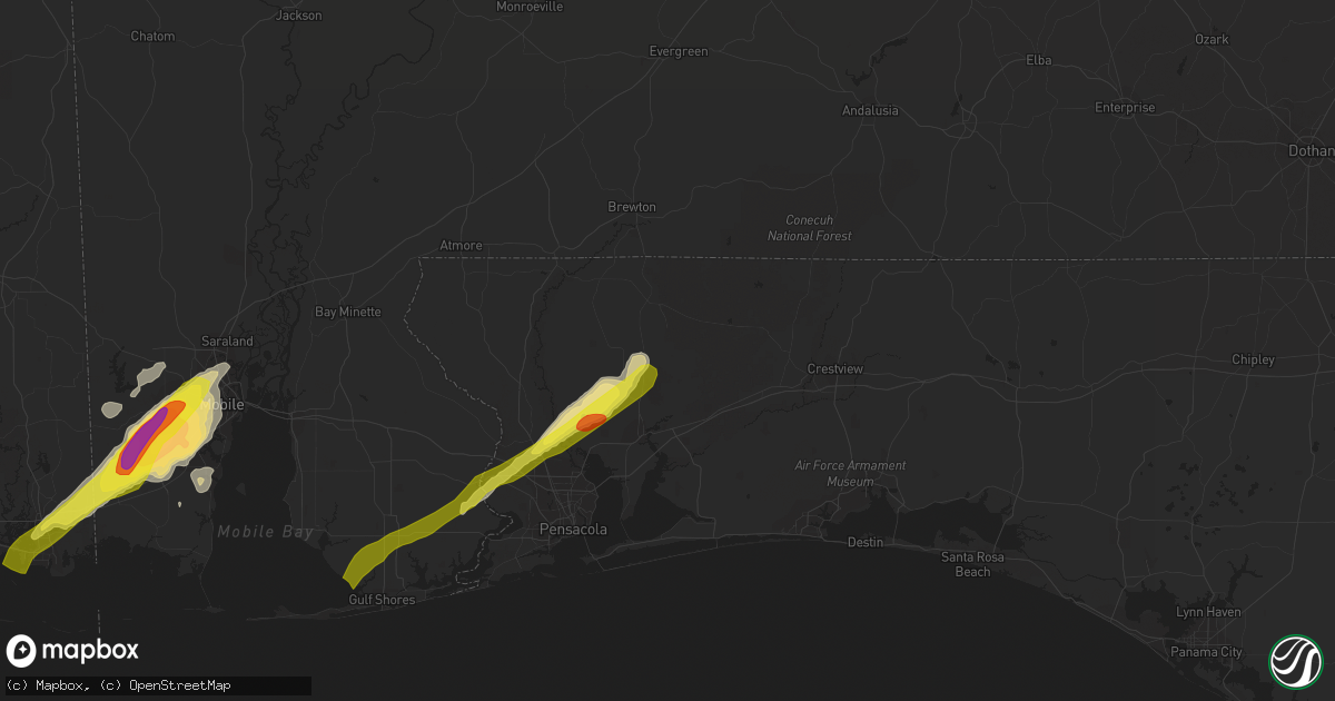 Hail map in Milton, FL on January 21, 2017