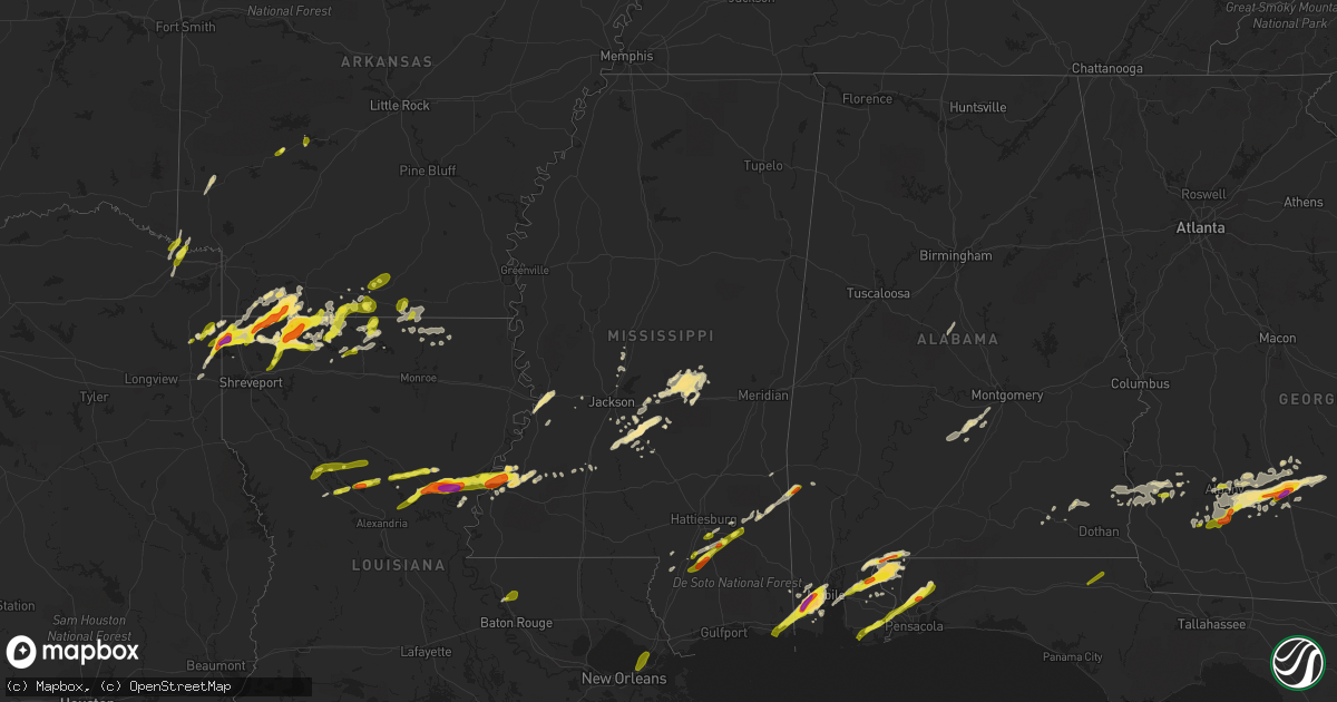 Hail map in Mississippi on January 21, 2017