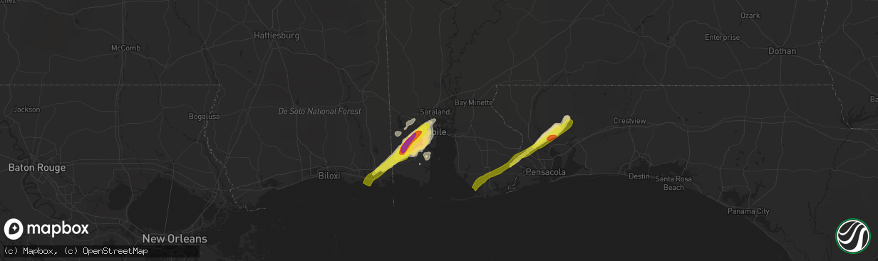 Hail map in Mobile, AL on January 21, 2017