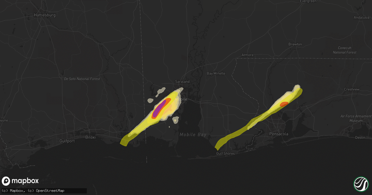 Hail map in Mobile, AL on January 21, 2017