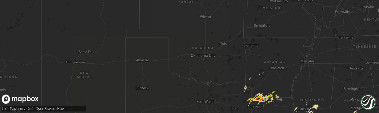 Hail map in Oklahoma on January 21, 2017