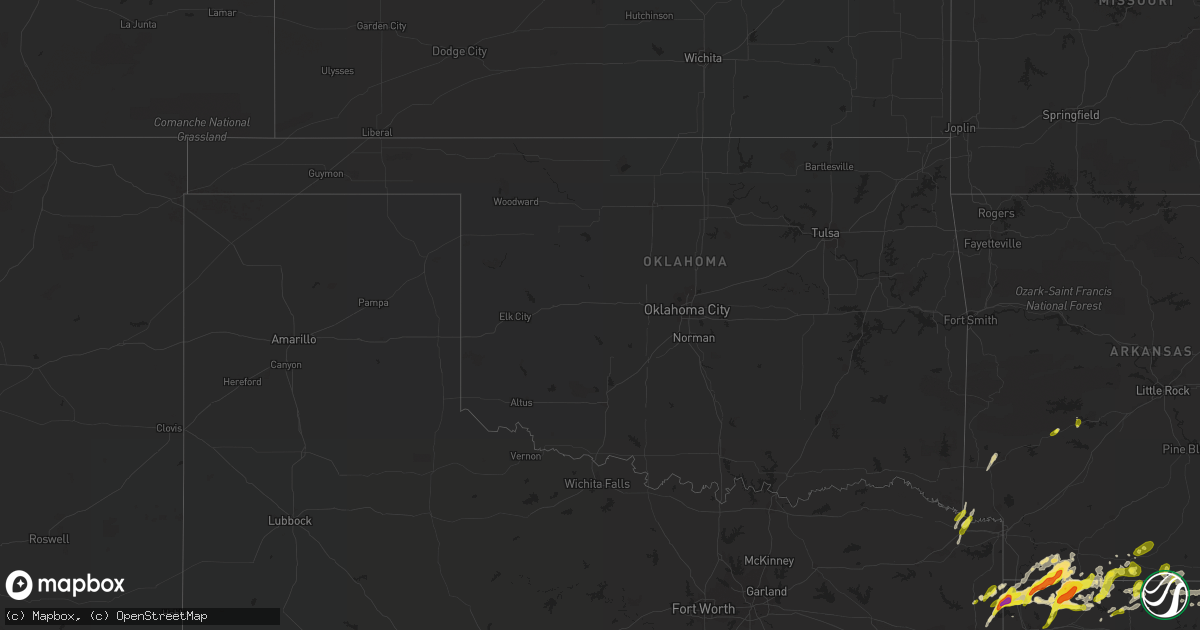 Hail map in Oklahoma on January 21, 2017