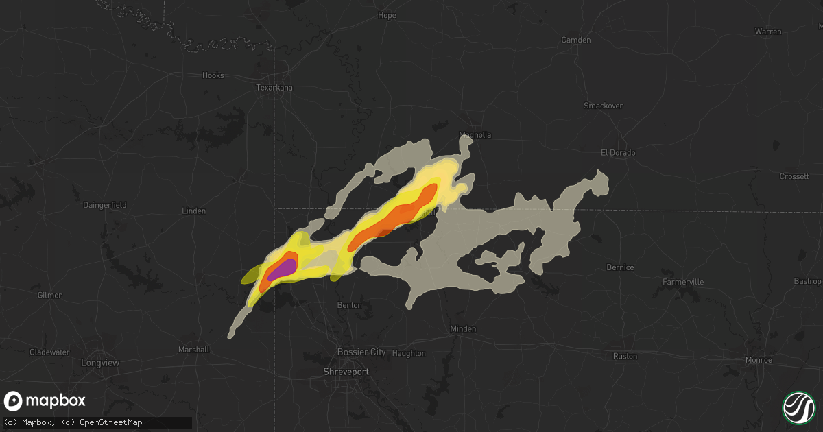 Hail map in Springhill, LA on January 21, 2017