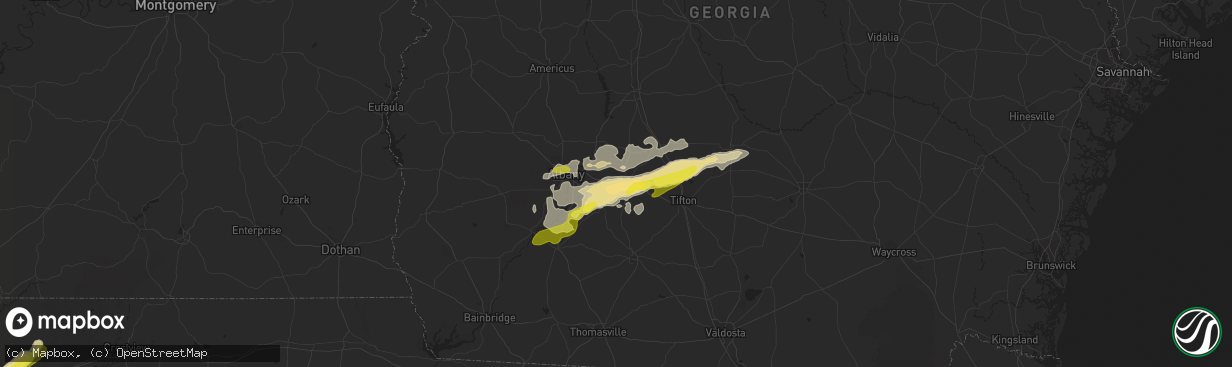 Hail map in Sylvester, GA on January 21, 2017