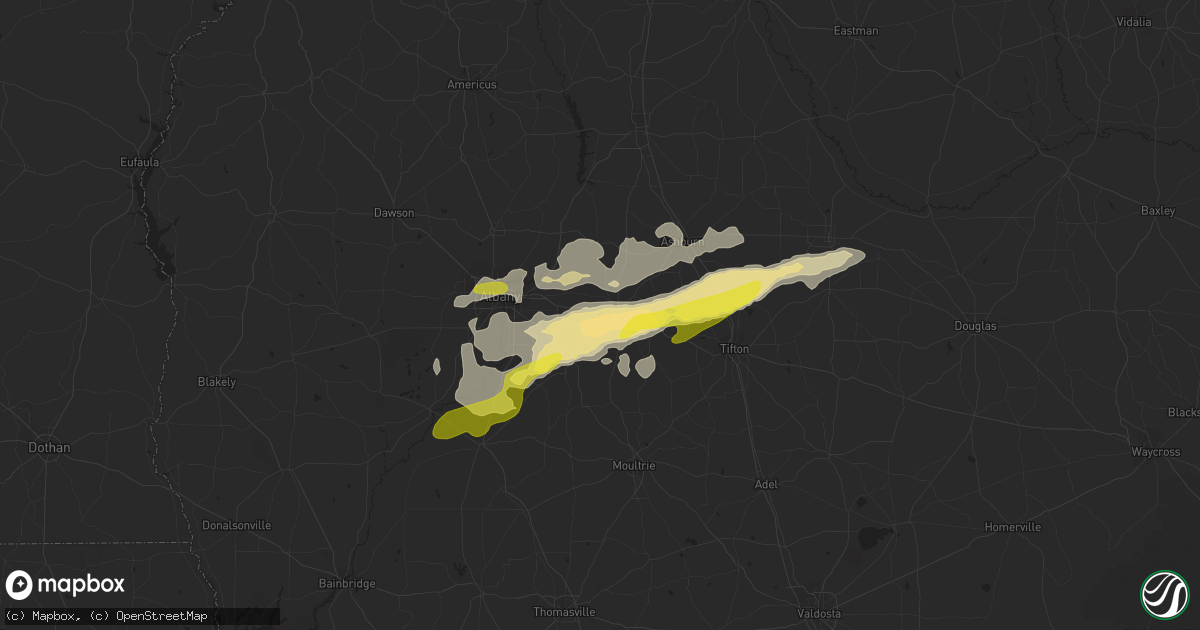 Hail map in Sylvester, GA on January 21, 2017