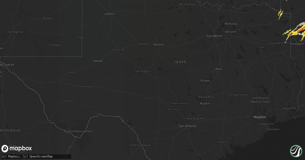 Hail map in Texas on January 21, 2017