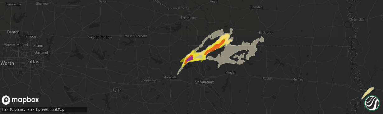 Hail map in Vivian, LA on January 21, 2017