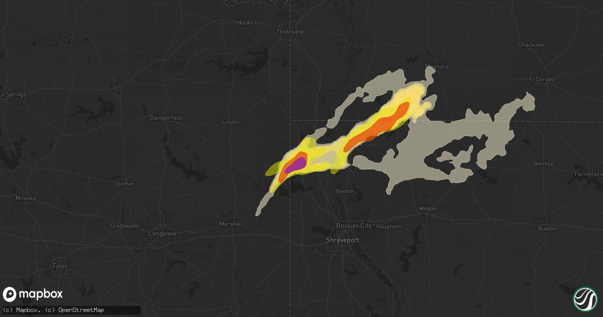 Hail map in Vivian, LA on January 21, 2017