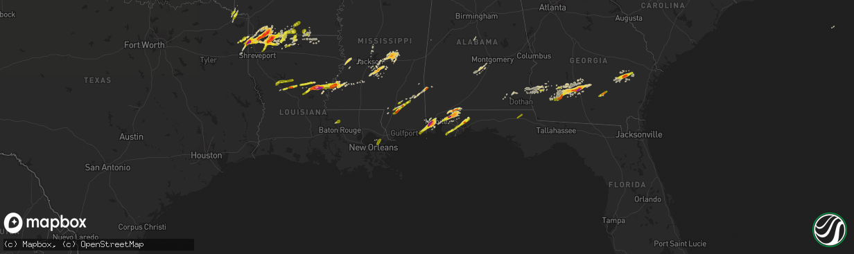 Hail map on January 21, 2017