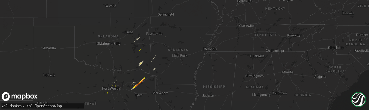 Hail map in Arkansas on January 21, 2018