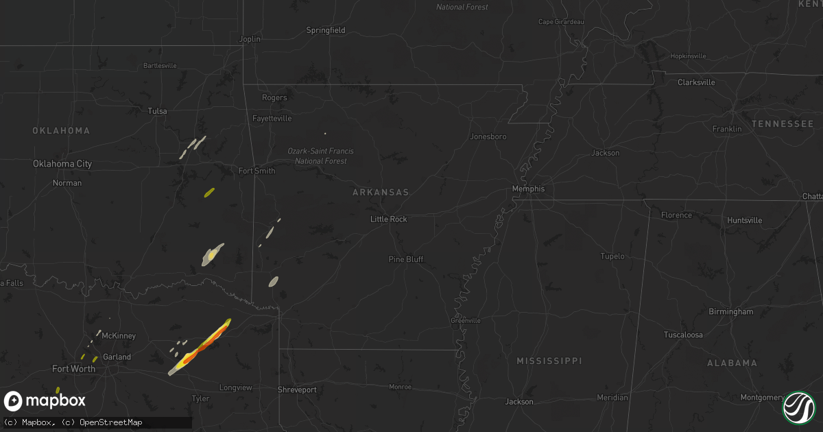 Hail map in Arkansas on January 21, 2018