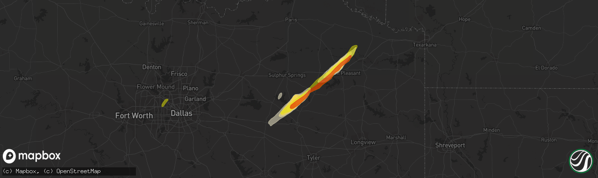 Hail map in Como, TX on January 21, 2018