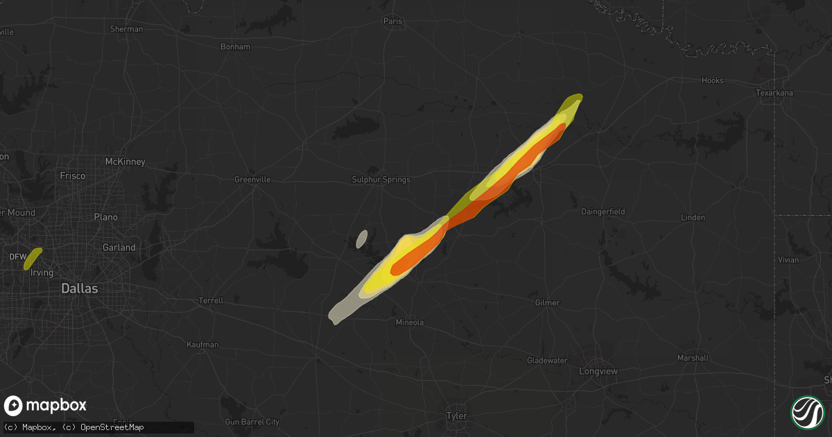 Hail map in Como, TX on January 21, 2018