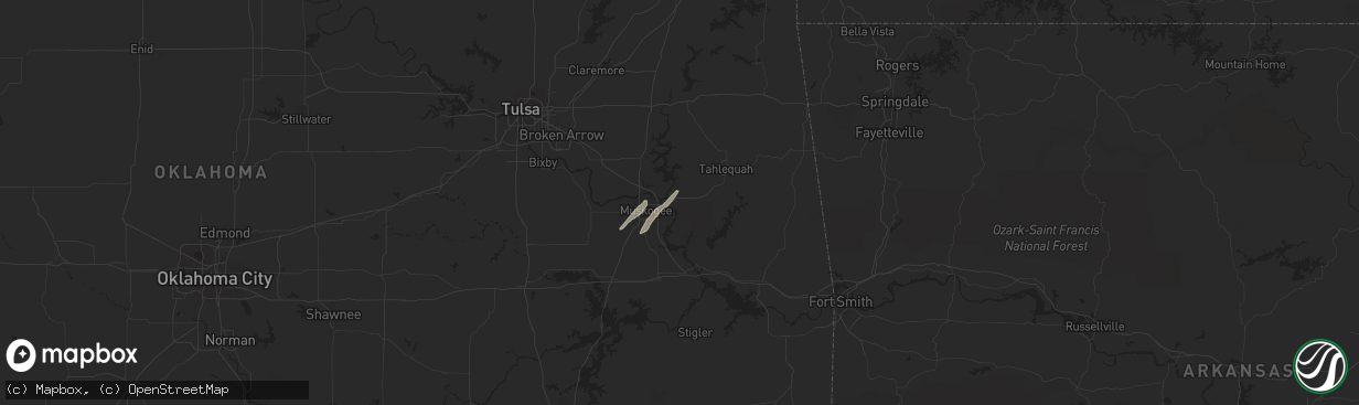 Hail map in Fort Gibson, OK on January 21, 2018