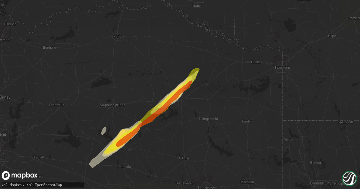 Hail map in Mount Pleasant, TX on January 21, 2018