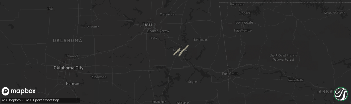 Hail map in Muskogee, OK on January 21, 2018