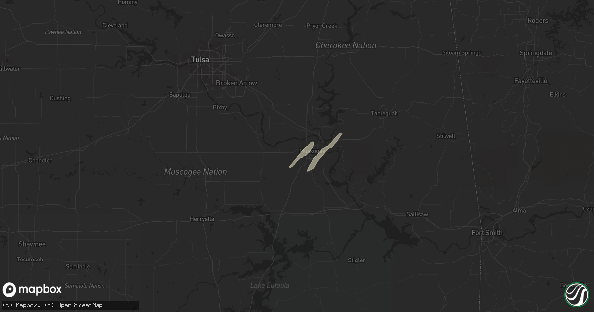 Hail map in Muskogee, OK on January 21, 2018