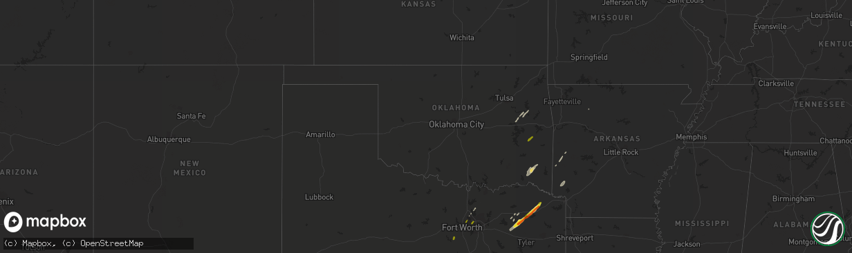 Hail map in Oklahoma on January 21, 2018