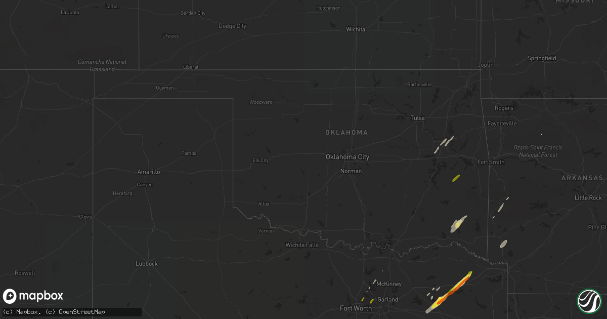 Hail map in Oklahoma on January 21, 2018