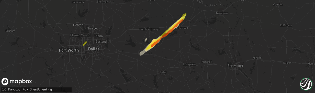 Hail map in Quitman, TX on January 21, 2018